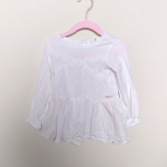 Tahari Girl White Eyelet Lace Long Sleeve Dress Size 3T - Picture 1 of 11